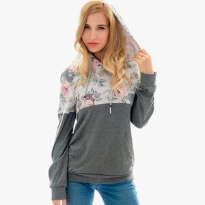 Floral Gray Women's Nursing Hoodie